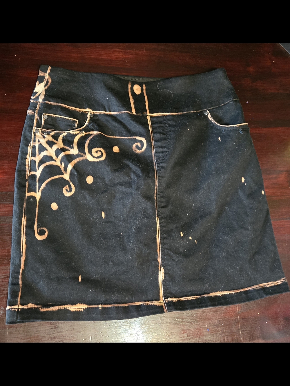 Upcycled Halloween Goth Women's S.C.& CO. Tummy Control Skort Skirt Black Web
